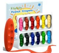 Peanut Crayons 12 Pastelli Bambini 3 Anni, Sagoma Arachide Ergonomica | Forma Arachidi, Crayon per 1-3, Colori che Non Sporcano, Pastello a Razzo e Facili da Impugnare, Divertimento Lavabile