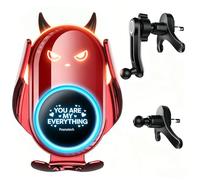 Peanutech Supporto per telefono da auto con morsetto automatico, supporto per telefono cellulare in stile gotico rosso, supporto per ricarica rapida a mani libere per veicolo (demone rosso)