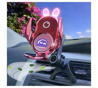Peanutech Supporto per telefono da auto ricarica wireless, bloccaggio automatico con clip di sfiato girevole carino coniglio rosa per iPhone 14 13 12 10 9 8 Pro Xs Samsung e altri telefoni