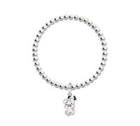 Peanuts Braccialetto elastico con perline Snoopy in ottone placcato argento