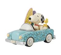 Peanuts By Jim Shore - Statuetta Snoopy e Woodstock sull’auto da surf