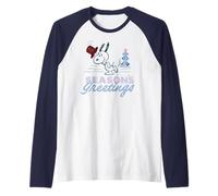 Peanuts Christmas Snoopy Seasons Greetings Sparkle Tree Anni '90 retrò Maglia con Maniche Raglan