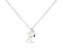 Peanuts Collana da Donna Snoopy e Woodstock 3D, Placcata in Argento, 40,5 + 5,0 cm - Licenza Ufficiale