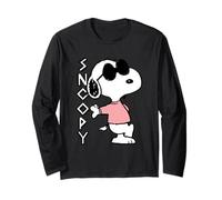 Peanuts cool Snoopy in rosa T-shirt a maniche lunghe Maglia a Manica