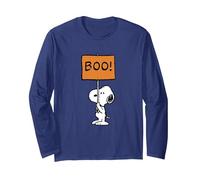 Peanuts Halloween Snoopy Boo! Maglietta a Maniche Lunghe Maglia a Manica, Unisex per Adulti, Navy, S