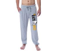 Peanuts Men's Snoopy and Woodstock Lazy Days Sleep Jogger Pajama Pants (Medium) Grey