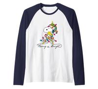 Peanuts Merry And Bright Snoopy Natale Maglia con Maniche Raglan