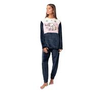 Peanuts - Pigiama a maniche lunghe caldo motivo Snow Drift da donna, blu, L