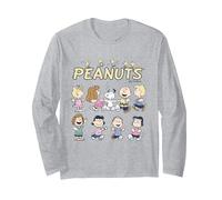 Peanuts Snoopy And Friends Dancing T-Shirt a Maniche Lunghe Maglia a Manica, Unisex per Adulti, Grigio Melange, XL