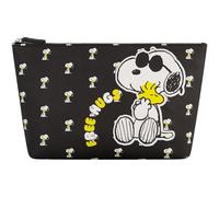 Peanuts Snoopy - Beauty case da donna, piccolo, da viaggio, con cerniera, colore: nero