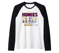 Peanuts Snoopy Charlie Brown Amici Homies Club 50s Retro Maglia con Maniche Raglan