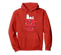 Peanuts Snoopy Christmas Retro Lights Dog House Festive Felpa con Cappuccio