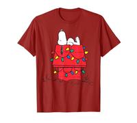 Peanuts Snoopy Christmas Retro Lights Dog House Festive Maglietta
