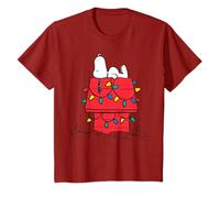 Peanuts Snoopy Christmas Retro Lights Dog House Festive Maglietta