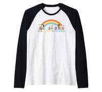 Peanuts Snoopy Gang Happy Vibes Benvenuto Rainbow XOXO Amici Maglia con Maniche Raglan