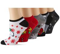 Peanuts Snoopy Holiday 5 Pack No Show Socks Calzini Casual, Natale Nero, 42-44.5 EU Donna