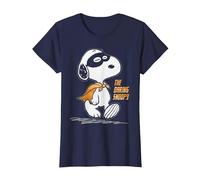 Peanuts Snoopy Il Supereroe audace retrò Cartone Animato Anni '80 '90 Maglietta, Donna, Navy, XL