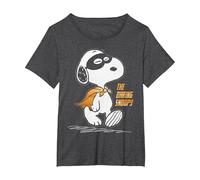 Peanuts Snoopy Il Supereroe audace retrò Cartone Animato Anni '80 '90 Maglietta, Donna Plus-Size, Grigio Scuro, 4X