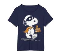 Peanuts Snoopy Il Supereroe audace retrò Cartone Animato Anni '80 '90 Maglietta, Donna Plus-Size, Navy, 3X