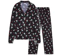 Peanuts Snoopy Pigiama Donna Lungo Manica Set Pigiami Classico Bottone Giù Carina Abbigliamento da Casa Regali per Lei (M, Nero)