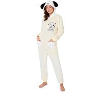 Peanuts Snoopy Pigiama Intero Donna e Adolescenti con Cappuccio e 3D Orecchie, Accogliente Pigiami in Pile, Regalo Donna (S, Beige)