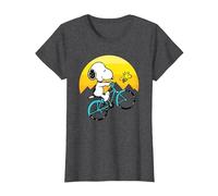 Peanuts - Snoopy Sping Bici Maglietta, Donna, Grigio Scuro, XL