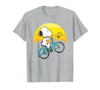 Peanuts - Snoopy Sping Bici Maglietta, Uomo, Grigio Melange, S