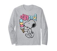 Peanuts Snoopy Stay Cool Ice Cream Lazy Summer Classic Days Maglia a Manica
