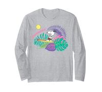 Peanuts Snoopy Summer Surf Hawaii Holiday Retro Longboard Maglia a Manica