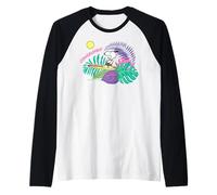 Peanuts Snoopy Summer Surf Hawaii Holiday Retro Longboard Maglia con Maniche Raglan