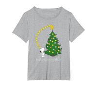 Peanuts Snoopy Woodstock Illumina Il Tuo Natale Maglietta, Donna Plus-Size, Grigio Melange, 2X