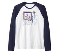 Peanuts Tokyo Snoopy Surfs Up Giappone Vintage Kanji Glitch VHS Maglia con Maniche Raglan