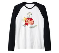 Peanuts Xmas Snoopy all out Shopped Festa di Natale Vacanze Maglia con Maniche Raglan