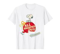 Peanuts Xmas Snoopy all out Shopped Festa di Natale Vacanze Maglietta
