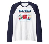 Peanuts Xmas Snoopy Charlie Sally Lucy Holiday Dog House Fun Maglia con Maniche Raglan