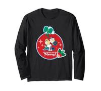 Peanuts Xmas Snoopy Charlie Sally Retro Eat Drink Merry Art Maglia a Manica