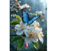 Pear Blossoms 300 Piece Jigsaw Puzzles for Adults, Colourful, Challenging & Brainteasing Adult puzzles 300 Pieces Blue Butterflies, Fun jigsaws for The Whole Family 16x11 inch