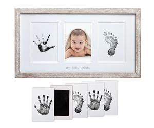 Pearhead Babyprints - Cornice rustica per ricordi del bambino, decorazione per la cameretta dei bambini, impronta delle mani e dei piedi del bambino, in legno rustico