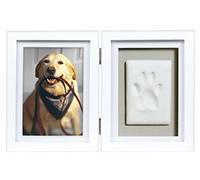 Pearhead Pet Pawprints - Cornice per foto da scrivania e kit di impronte, senza sporcare, cornice commemorativa per cani e gatti, stampa di zampe di argilla, bianco