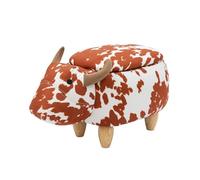 Pearington Pouf a forma di mucca con contenitore, mobili per soggiorno, sala giochi, stanza dei giochi, decorazione per camera da letto, a forma di animale, marrone/bianco