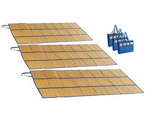 PEARL beach tappetini per Artigianato: Set da 3 Coperte da Spiaggia in Vimini, Pieghevole, Maniglie di Trasporto (Tappetino Bagno in Paglia, Teli Spiaggia compatti, Coperta)
