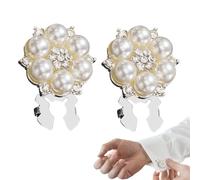 Pearl Blouse Cufflinks - Flower Button Clips for Women with Pearl Detail | Alloy with Simulated Pearls, Elegant Decorative Cufflink for Wedding Party Blouse Crafting Sewing Projects and Special Occas