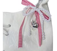(Pearl bow without ap) Portachiavi con grazioso fiocco e perle per feste e appuntamenti, multicolore.