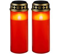 Pearl Candele: Set di 2 Luci LED solari per cimitero, Grande, Candlelight-LED, con Luce Continua (Lanterna Solare da Tomba, da Tomba con sensore di Luce, Candela)