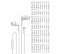 Pearl - Confezione da 100 cuffie con cavo USB C, per iPhone 17, 16, 15 Pro Max Plus, Galaxy, Chromebook, iPad, cuffie con cavo di tipo C, senza microfono, per eventi di donazione scolastica, in classe