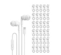 Pearl - Confezione da 30 cuffie USB C con cavo, tipo C, per iPhone 17, 16, 15 Pro Max Plus, iPad, Android, confezionate singolarmente, con cavo, USB C, senza microfono, per scuola, aula e laboratorio