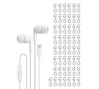 Pearl - Confezione da 50 auricolari con cavo USB C, per iPhone 17/16/15 Pro Max Plus, serie Galaxy, Chromebook, MacBook, auricolari di tipo C, per scuola e olore bianco, senza microfono