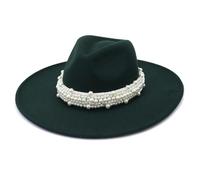 Pearl Decor Fedora Cappello 9,5 cm a tesa larga elegante Jazz Top Cap per donne uomini Chiesa festa di nozze e abiti alla moda, Scuro En8, 6 7/8-7 1/8
