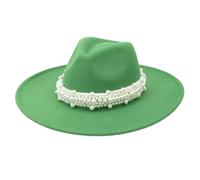 Pearl Decor Fedora Cappello 9,5 cm a tesa larga elegante Jazz Top Cap per donne uomini Chiesa festa di nozze e abiti alla moda, Sante En8, 6 7/8-7 1/8