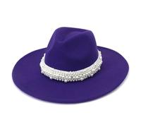 Pearl Decor Fedora Cappello 9,5 cm a tesa larga elegante Jazz Top Cap per donne uomini Chiesa festa di nozze e abiti alla moda, Viola, 6 7/8-7 1/8